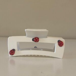 White Hair Claw Clip with Red Ladybugs